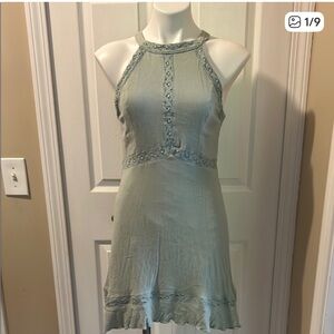 Altar'd State Sage Green Lace Trim Mini Dress, Size M